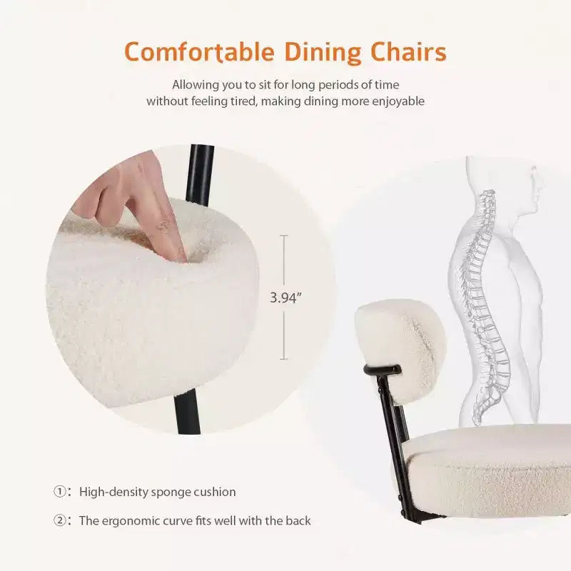 TUYOHW Set di 2 Sedie da Pranzo Moderne con Seduta Imbottita Spessa 10 cm, Sedie da Cucina Senza Braccioli con Schienale e Struttura in Acciaio per Sala da Pranzo, Cucina