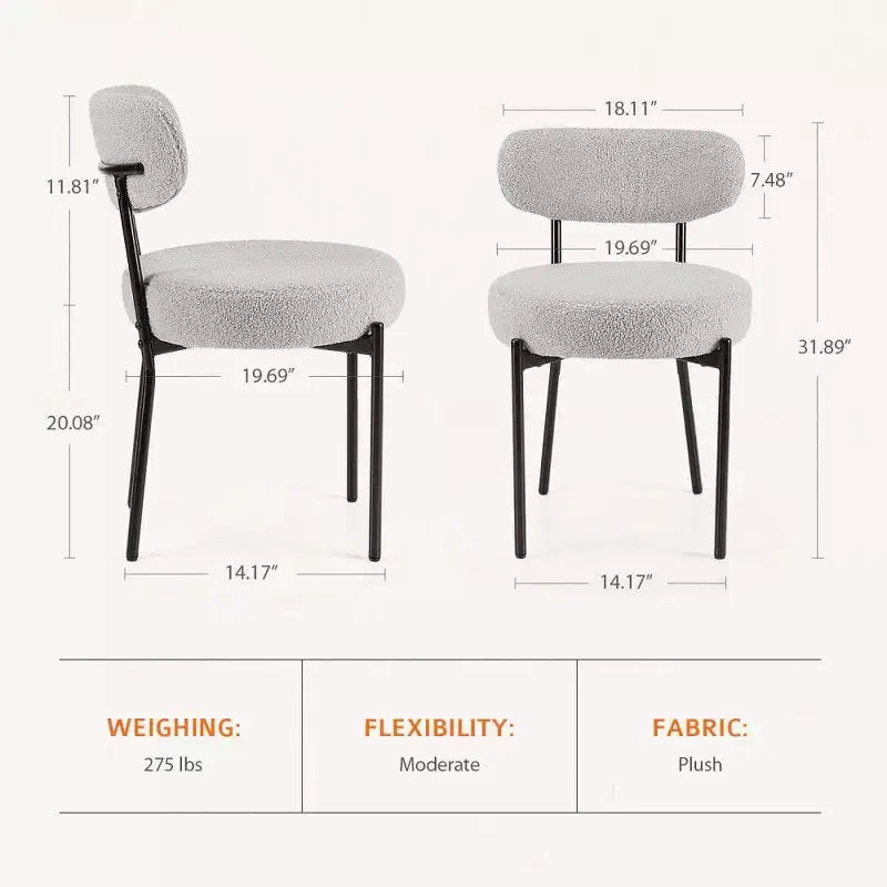 TUYOHW Set di 2 Sedie da Pranzo Moderne con Seduta Imbottita Spessa 10 cm, Sedie da Cucina Senza Braccioli con Schienale e Struttura in Acciaio per Sala da Pranzo, Cucina
