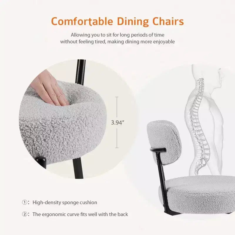 TUYOHW Set di 2 Sedie da Pranzo Moderne con Seduta Imbottita Spessa 10 cm, Sedie da Cucina Senza Braccioli con Schienale e Struttura in Acciaio per Sala da Pranzo, Cucina