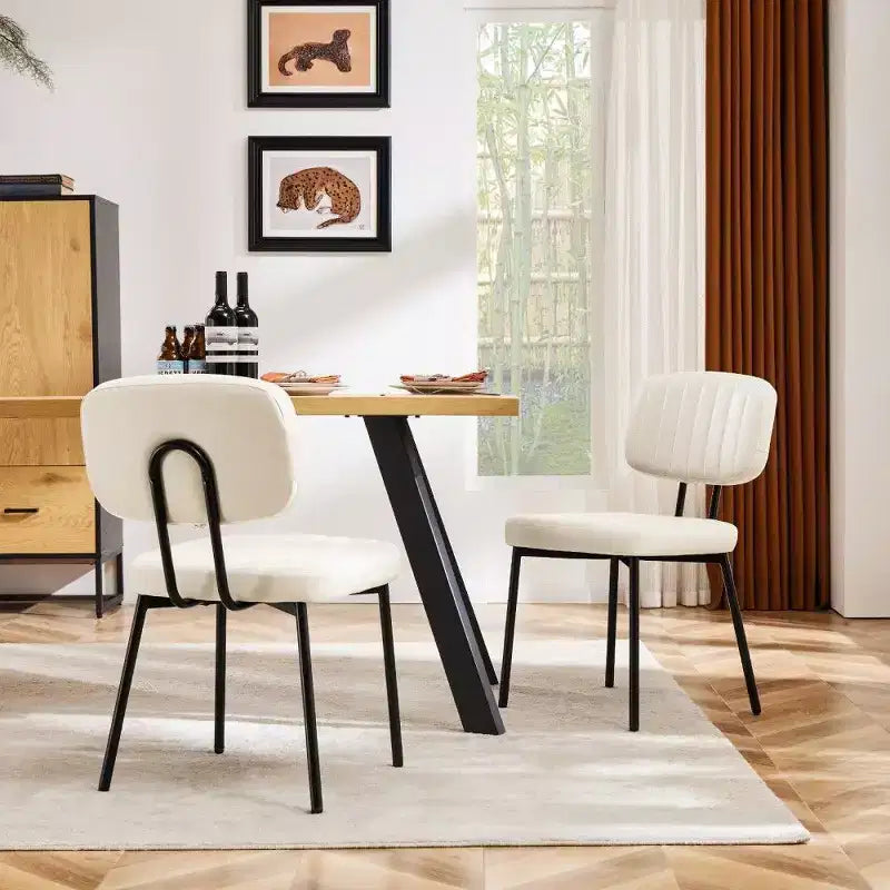TUYOHW Sedie da pranzo moderne di metà secolo, set da 2, sedie da cucina imbottite in pelle PU impermeabile con gambe in metallo per sala da pranzo, cucina