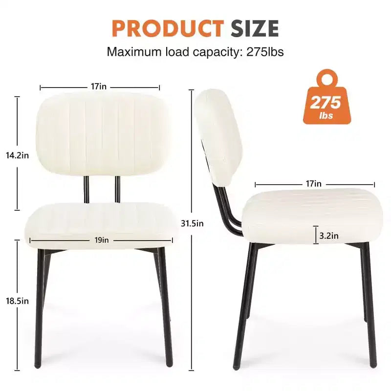 TUYOHW Sedie da pranzo moderne di metà secolo, set da 2, sedie da cucina imbottite in pelle PU impermeabile con gambe in metallo per sala da pranzo, cucina