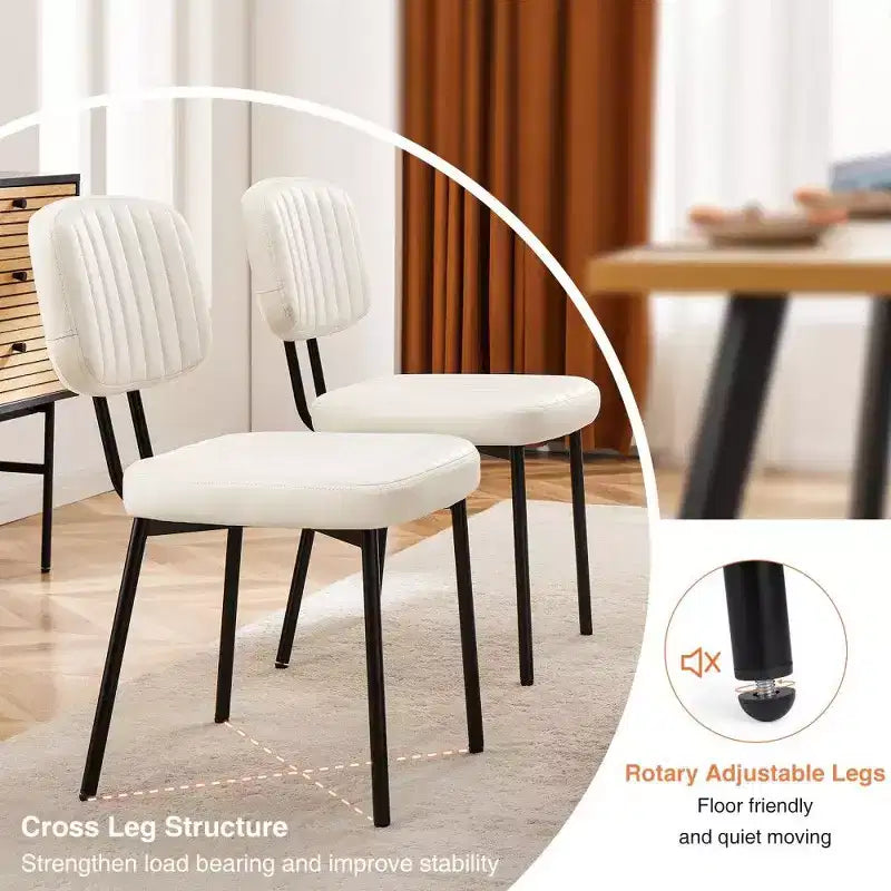 TUYOHW Sedie da pranzo moderne di metà secolo, set da 2, sedie da cucina imbottite in pelle PU impermeabile con gambe in metallo per sala da pranzo, cucina