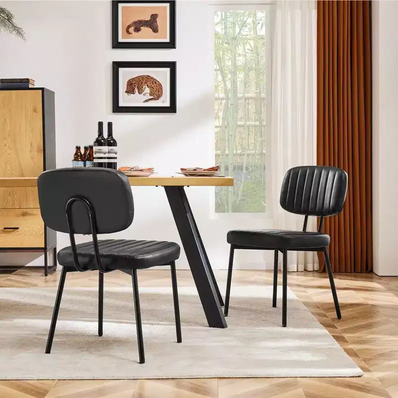 TUYOHW Sedie da pranzo moderne di metà secolo, set da 2, sedie da cucina imbottite in pelle PU impermeabile con gambe in metallo per sala da pranzo, cucina