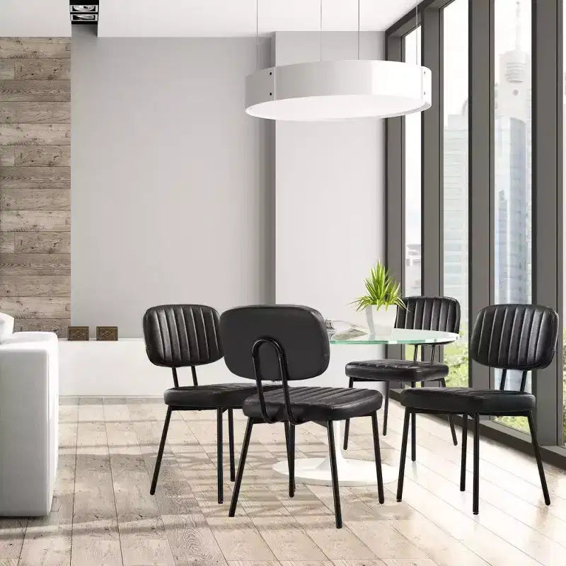 TUYOHW Sedie da pranzo moderne di metà secolo, set da 2, sedie da cucina imbottite in pelle PU impermeabile con gambe in metallo per sala da pranzo, cucina