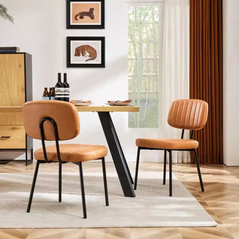 TUYOHW Sedie da pranzo moderne di metà secolo, set da 2, sedie da cucina imbottite in pelle PU impermeabile con gambe in metallo per sala da pranzo, cucina