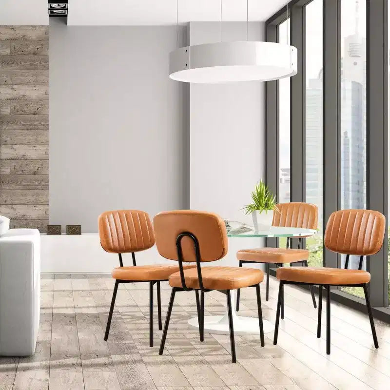 TUYOHW Sedie da pranzo moderne di metà secolo, set da 2, sedie da cucina imbottite in pelle PU impermeabile con gambe in metallo per sala da pranzo, cucina