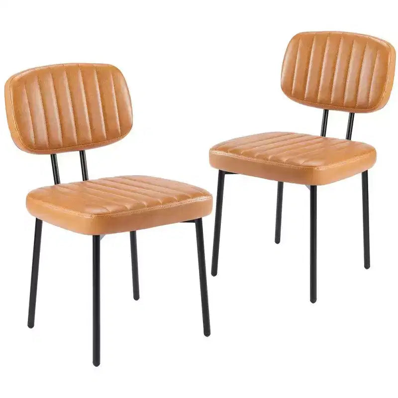TUYOHW Sedie da pranzo moderne di metà secolo, set da 2, sedie da cucina imbottite in pelle PU impermeabile con gambe in metallo per sala da pranzo, cucina