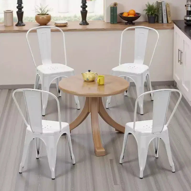 TUYOHW Set di 4 Sedie da Pranzo in Metallo, Sedie Impilabili con Schienale Staccabile per Cucina, Ristorante, Interni ed Esterni