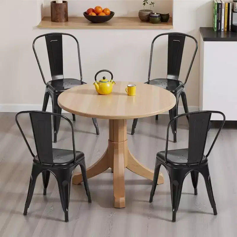 TUYOHW Set di 4 Sedie da Pranzo in Metallo, Sedie Impilabili con Schienale Staccabile per Cucina, Ristorante, Interni ed Esterni