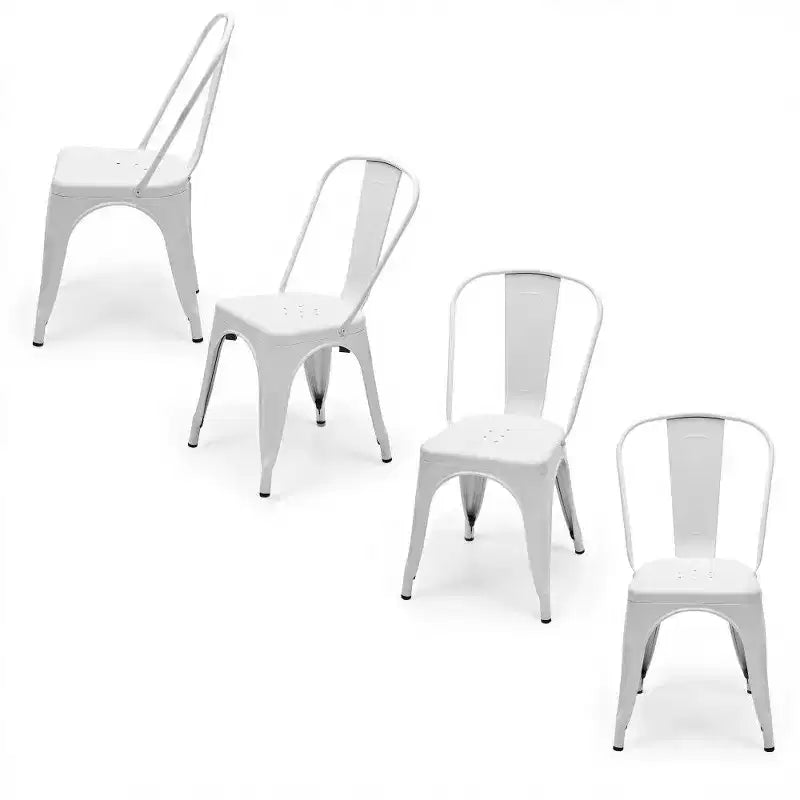 TUYOHW Set di 4 Sedie da Pranzo in Metallo, Sedie Impilabili con Schienale Staccabile per Cucina, Ristorante, Interni ed Esterni