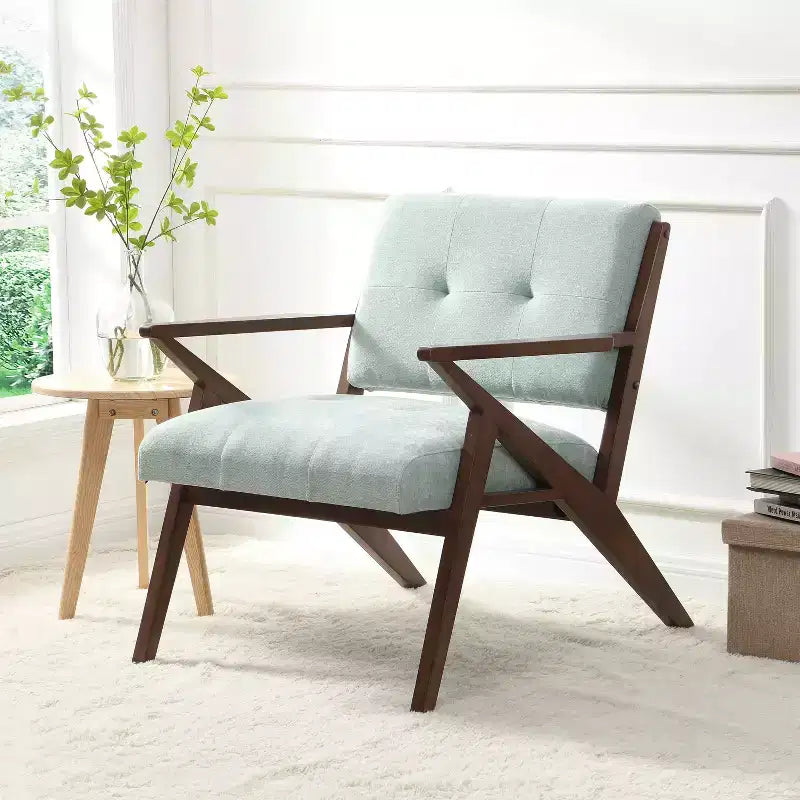 MAYEERTY 30 Poltrona da salotto moderna di metà secolo, cuscini in peluche, braccioli angolati, struttura in legno massiccio, design ergonomico, soggiorno, camera da letto, ufficio