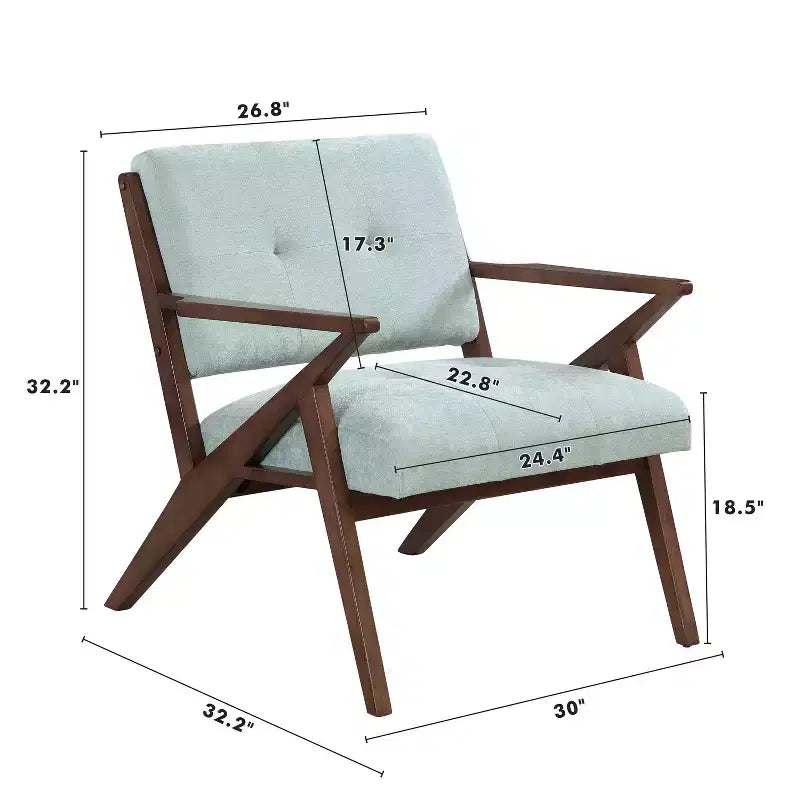 MAYEERTY 30 Poltrona da salotto moderna di metà secolo, cuscini in peluche, braccioli angolati, struttura in legno massiccio, design ergonomico, soggiorno, camera da letto, ufficio