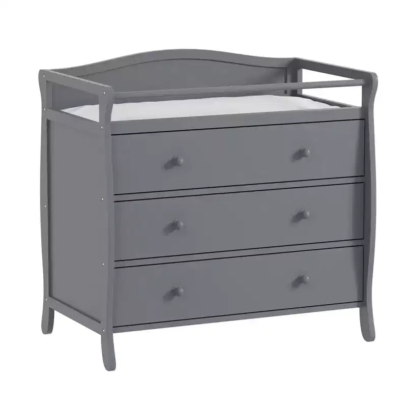 Fasciatoio moderno in legno con 3 cassetti, sponda di sicurezza e cinghia, fasciatoio per neonati e organizer per la cameretta