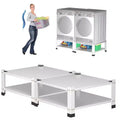 2-Pack Laundry Pedestal for Washer and Dryer with Storage Shelf, 28 Wide 14 High Universal Steel Stand with 800lb Capacity, White