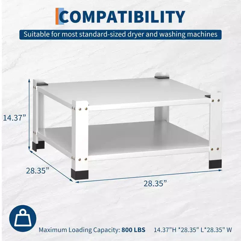Piedistallo per lavatrice e asciugatrice, confezione da 2, con ripiano portaoggetti, supporto universale in acciaio da 28" di larghezza e 14" di altezza con capacità di 360 kg, bianco