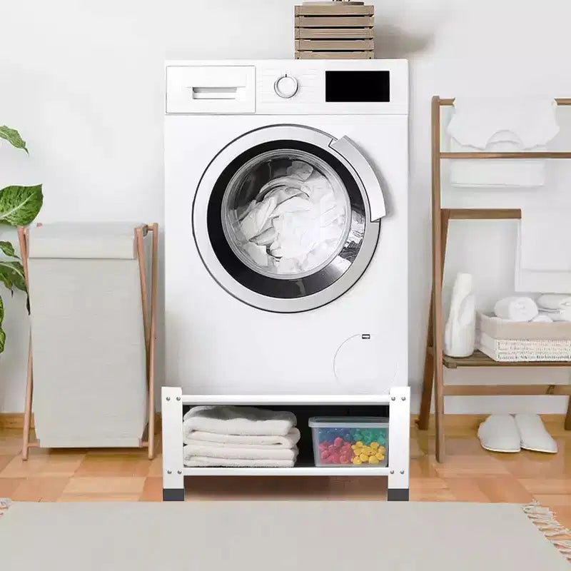 Piedistallo per lavatrice e asciugatrice, confezione da 2, con ripiano portaoggetti, supporto universale in acciaio da 28" di larghezza e 14" di altezza con capacità di 360 kg, bianco