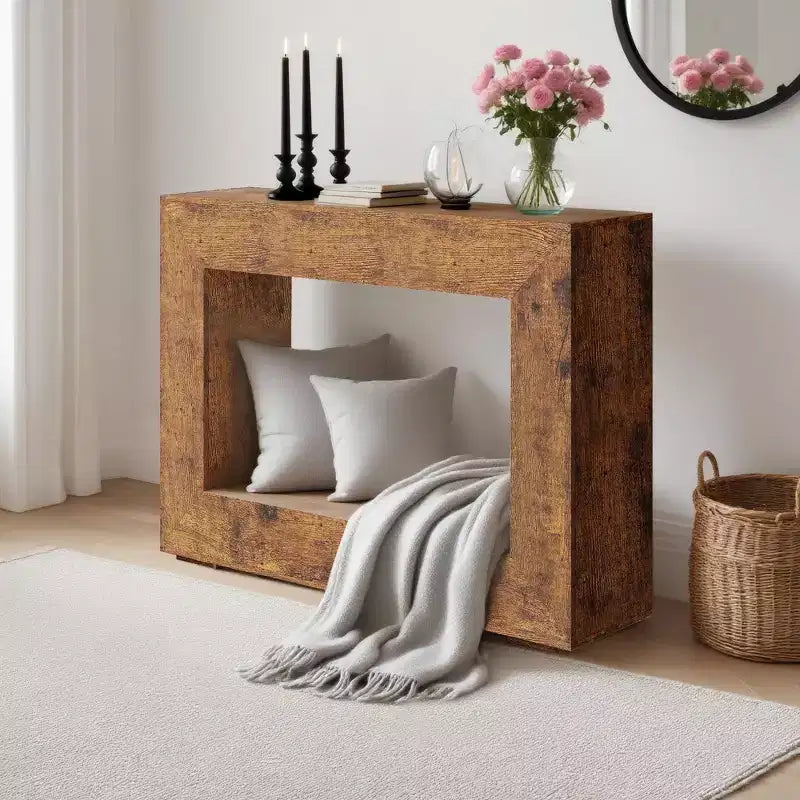 47 Modern Farmhouse Console Table with Storage - Tavolo da divano e ingresso in stile industriale per corridoio, design lungo e stretto perfetto per il soggiorno