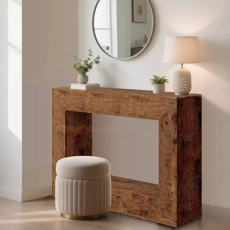 47 Modern Farmhouse Console Table with Storage - Tavolo da divano e ingresso in stile industriale per corridoio, design lungo e stretto perfetto per il soggiorno