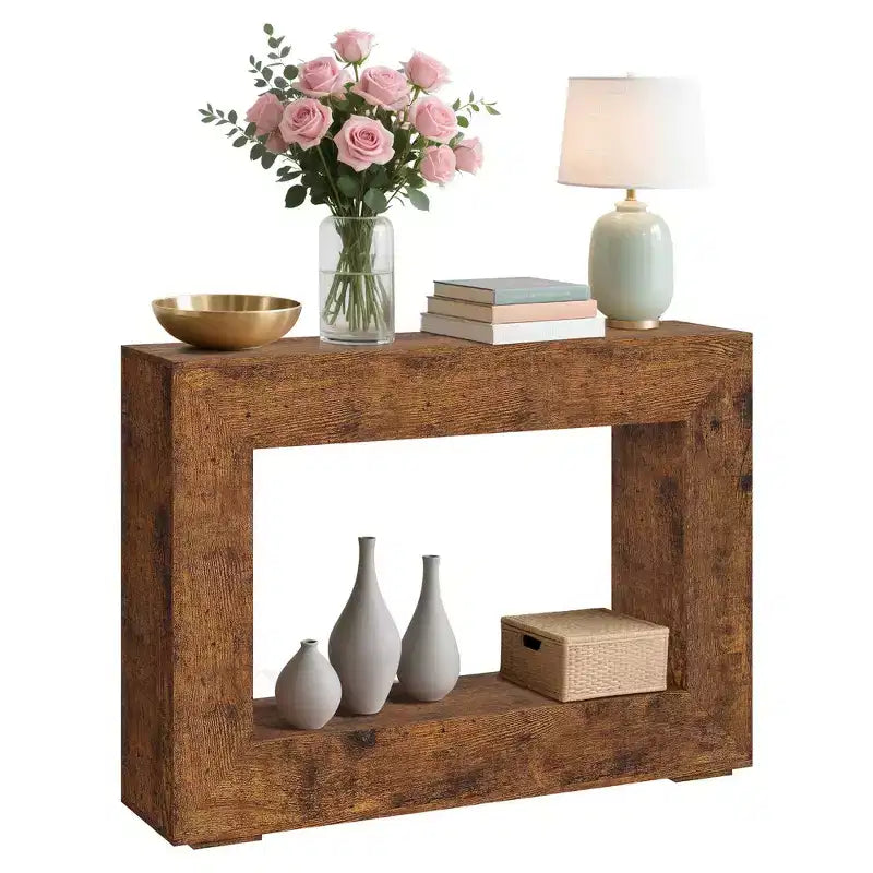 47 Modern Farmhouse Console Table with Storage - Tavolo da divano e ingresso in stile industriale per corridoio, design lungo e stretto perfetto per il soggiorno