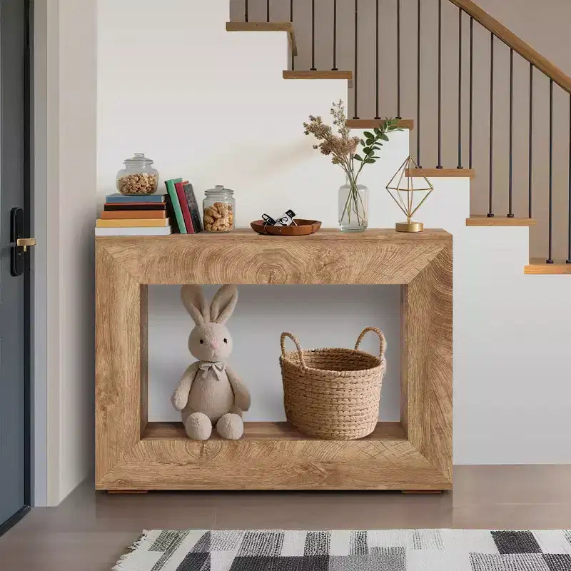 47 Modern Farmhouse Console Table with Storage - Tavolo da divano e ingresso in stile industriale per corridoio, design lungo e stretto perfetto per il soggiorno