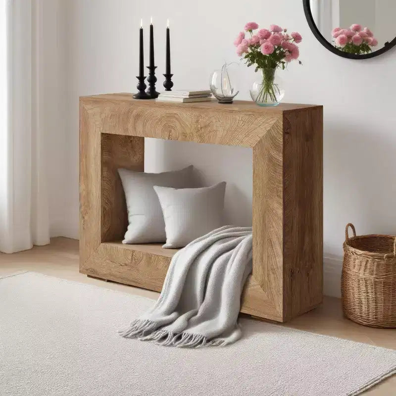 47 Modern Farmhouse Console Table with Storage - Tavolo da divano e ingresso in stile industriale per corridoio, design lungo e stretto perfetto per il soggiorno