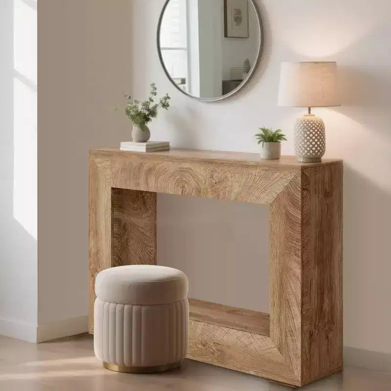 47 Modern Farmhouse Console Table with Storage - Tavolo da divano e ingresso in stile industriale per corridoio, design lungo e stretto perfetto per il soggiorno