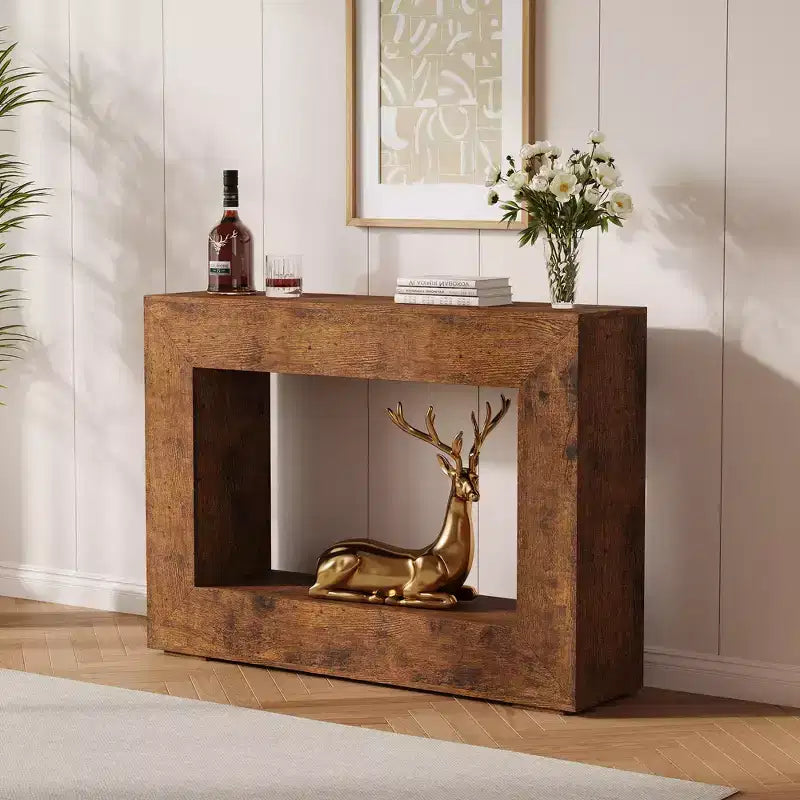 47 Modern Farmhouse Console Table with Storage - Tavolo da divano e ingresso in stile industriale per corridoio, design lungo e stretto perfetto per il soggiorno