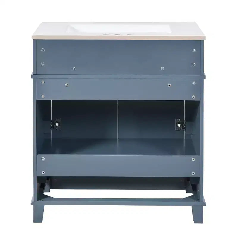 Mobile lavabo da bagno da 76 cm, Mobiletto da bagno con ante a chiusura ammortizzata, Mobile lavabo singolo con struttura in legno massello