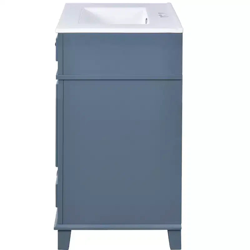 Mobile lavabo da bagno da 76 cm, Mobiletto da bagno con ante a chiusura ammortizzata, Mobile lavabo singolo con struttura in legno massello