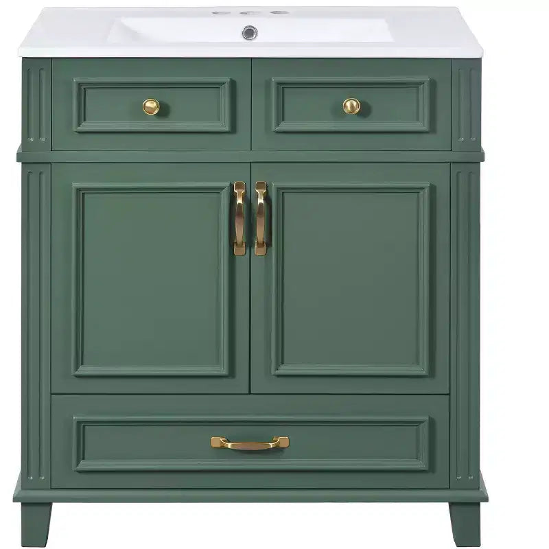 Mobile lavabo da bagno da 76 cm, Mobiletto da bagno con ante a chiusura ammortizzata, Mobile lavabo singolo con struttura in legno massello