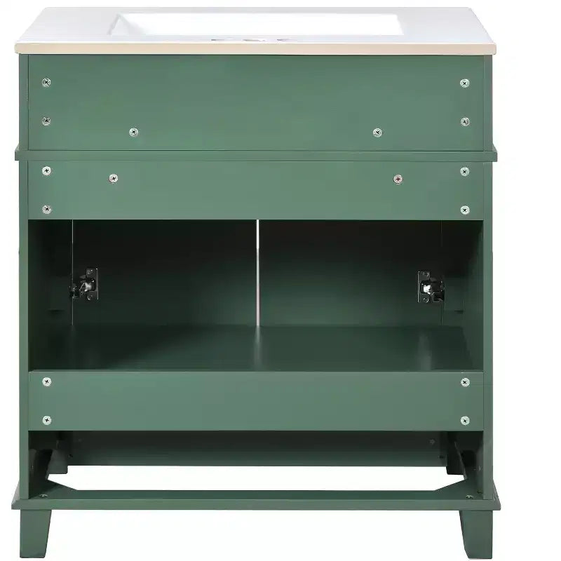 Mobile lavabo da bagno da 76 cm, Mobiletto da bagno con ante a chiusura ammortizzata, Mobile lavabo singolo con struttura in legno massello