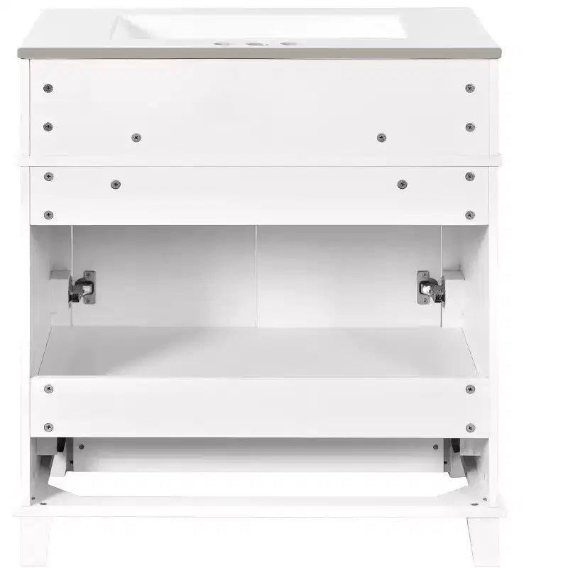 Mobile lavabo da bagno da 76 cm, Mobiletto da bagno con ante a chiusura ammortizzata, Mobile lavabo singolo con struttura in legno massello