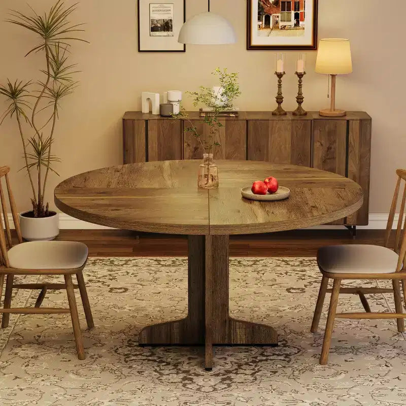 Tavolo da pranzo rotondo da 47 pollici per 4 persone - Tavolo da cucina circolare con piano in legno e base stabile, ideale per sala da pranzo e soggiorno (solo tavolo)