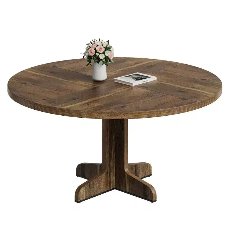 Tavolo da pranzo rotondo da 47 pollici per 4 persone - Tavolo da cucina circolare con piano in legno e base stabile, ideale per sala da pranzo e soggiorno (solo tavolo)