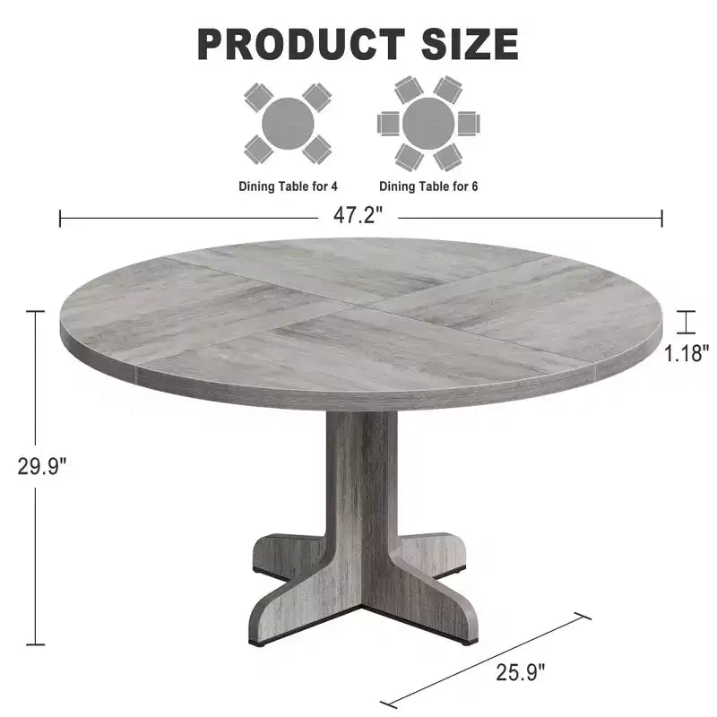 Tavolo da pranzo rotondo da 47 pollici per 4 persone - Tavolo da cucina circolare con piano in legno e base stabile, ideale per sala da pranzo e soggiorno (solo tavolo)