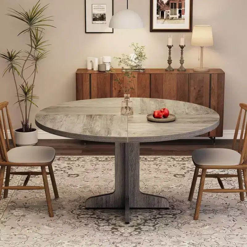 Tavolo da pranzo rotondo da 47 pollici per 4 persone - Tavolo da cucina circolare con piano in legno e base stabile, ideale per sala da pranzo e soggiorno (solo tavolo)