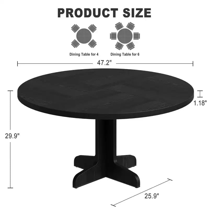 Tavolo da pranzo rotondo da 47 pollici per 4 persone - Tavolo da cucina circolare con piano in legno e base stabile, ideale per sala da pranzo e soggiorno (solo tavolo)