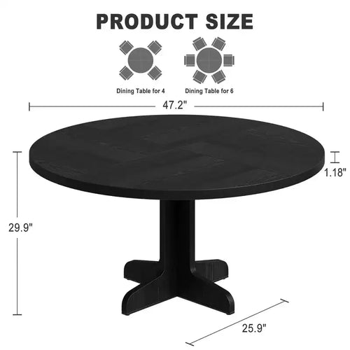 Tavolo da pranzo rotondo da 47 pollici per 4 persone - Tavolo da cucina circolare con piano in legno e base stabile, ideale per sala da pranzo e soggiorno (solo tavolo)