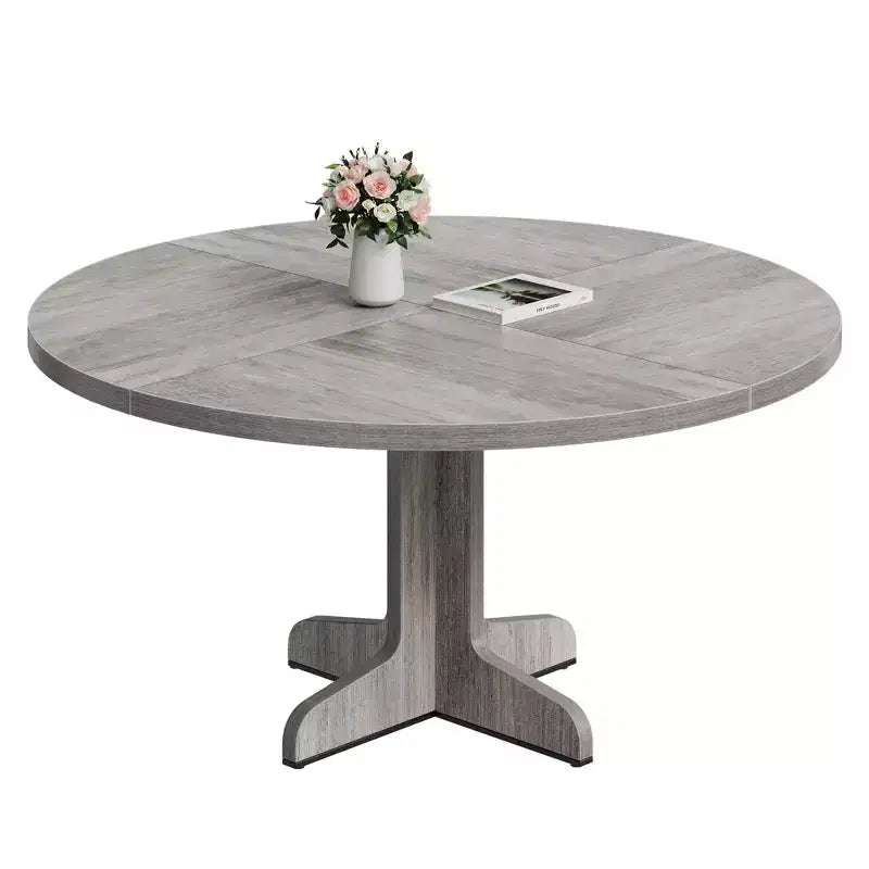 Tavolo da pranzo rotondo da 47 pollici per 4 persone - Tavolo da cucina circolare con piano in legno e base stabile, ideale per sala da pranzo e soggiorno (solo tavolo)
