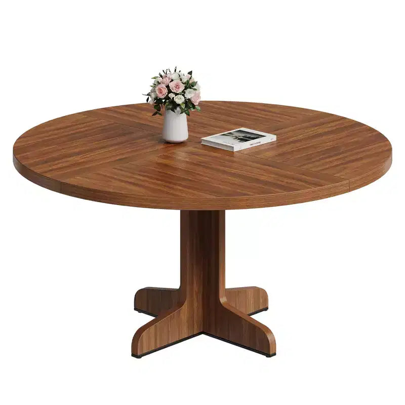 Tavolo da pranzo rotondo da 47 pollici per 4 persone - Tavolo da cucina circolare con piano in legno e base stabile, ideale per sala da pranzo e soggiorno (solo tavolo)