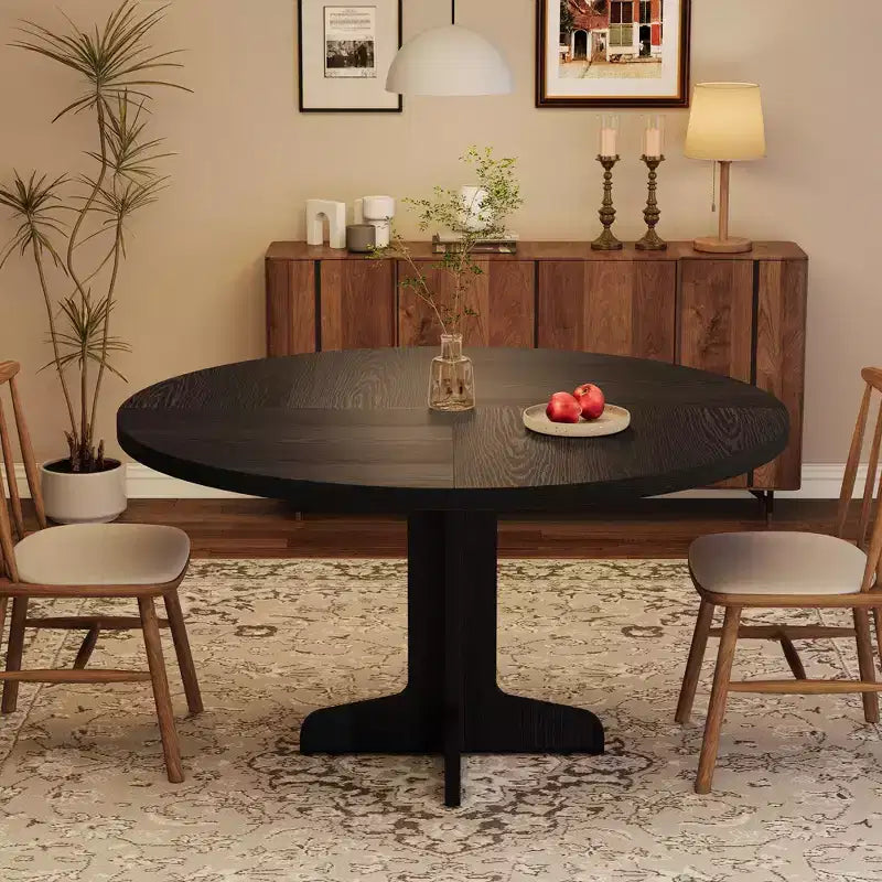 Tavolo da pranzo rotondo da 47 pollici per 4 persone - Tavolo da cucina circolare con piano in legno e base stabile, ideale per sala da pranzo e soggiorno (solo tavolo)