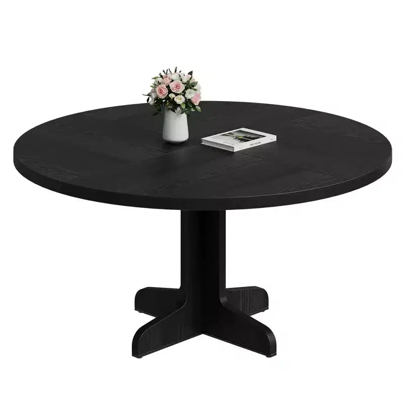 Tavolo da pranzo rotondo da 47 pollici per 4 persone - Tavolo da cucina circolare con piano in legno e base stabile, ideale per sala da pranzo e soggiorno (solo tavolo)