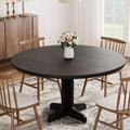 47 Round Farmhouse Dining Table for 4 - Wood Tabletop Circle Kitchen Table with Stable Base, Ideal for Home Dining Room & Living Room(Only Table)