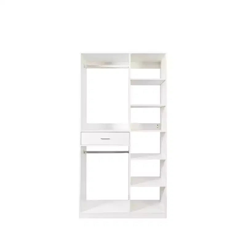 CLIHOME Sistema armadio autoportante, guardaroba indipendente con 6 ripiani aperti, cabina armadio in legno, bianco