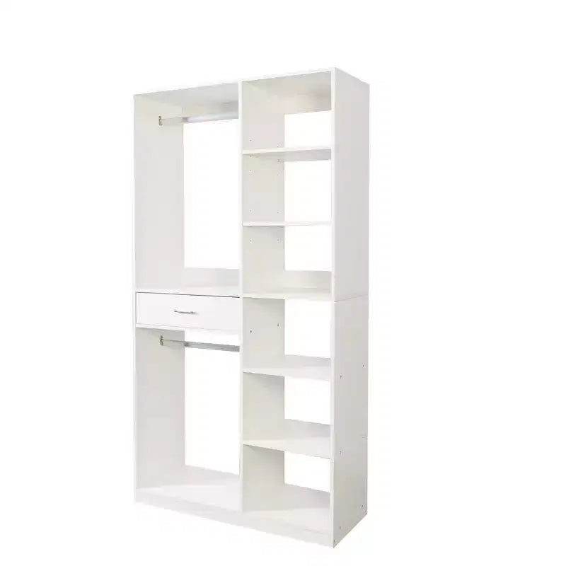 CLIHOME Sistema armadio autoportante, guardaroba indipendente con 6 ripiani aperti, cabina armadio in legno, bianco