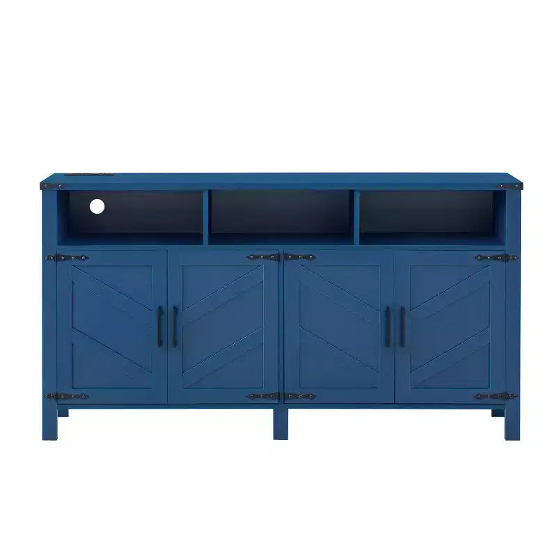 59 Armadio Buffet Credenza Moderna a 4 Ante con Vano Contenitore Semiaperto, Ripiani Regolabili, Mobile TV, Soggiorno, Sala da Pranzo, Ingresso-Panipeachy