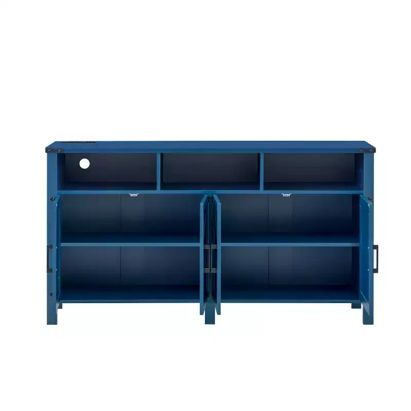 59 Armadio Buffet Credenza Moderna a 4 Ante con Vano Contenitore Semiaperto, Ripiani Regolabili, Mobile TV, Soggiorno, Sala da Pranzo, Ingresso-Panipeachy