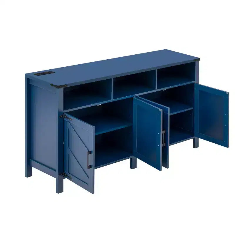 59 Armadio Buffet Credenza Moderna a 4 Ante con Vano Contenitore Semiaperto, Ripiani Regolabili, Mobile TV, Soggiorno, Sala da Pranzo, Ingresso-Panipeachy