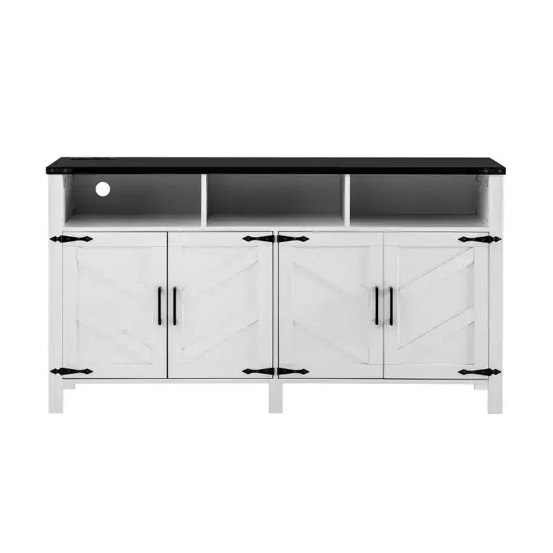 59 Armadio Buffet Credenza Moderna a 4 Ante con Vano Contenitore Semiaperto, Ripiani Regolabili, Mobile TV, Soggiorno, Sala da Pranzo, Ingresso-Panipeachy