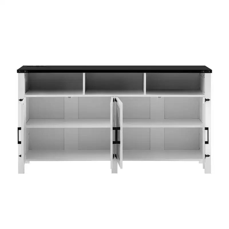 59 Armadio Buffet Credenza Moderna a 4 Ante con Vano Contenitore Semiaperto, Ripiani Regolabili, Mobile TV, Soggiorno, Sala da Pranzo, Ingresso-Panipeachy